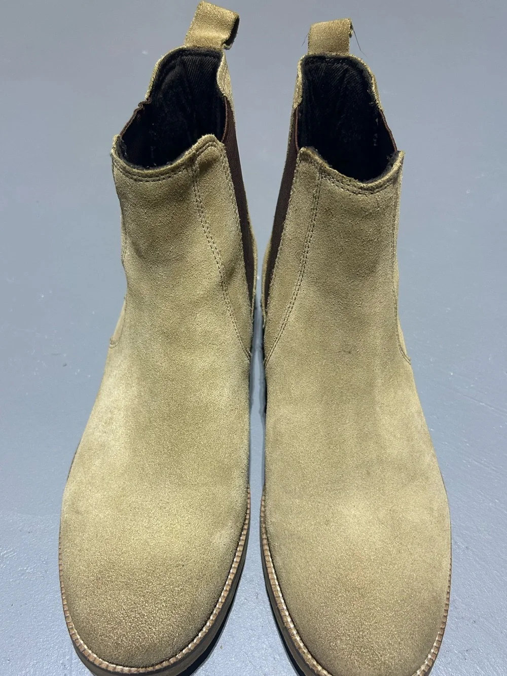 Crēvo Tan and Brown Suede Chelsea Boots (Men’s Size 10.5)